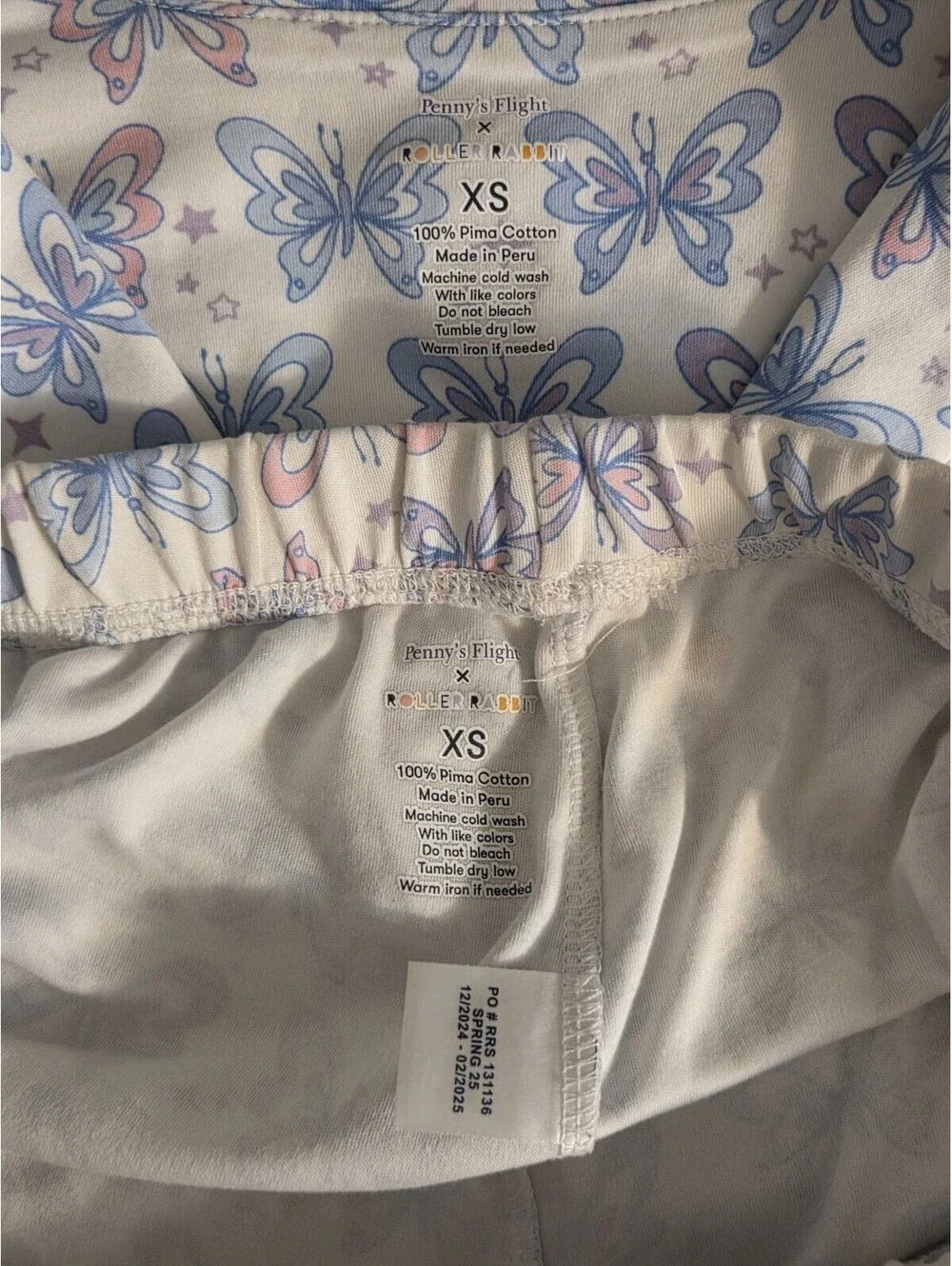 Roller Rabbit x Penny’s Flight XS Purple Pink Butterfly Polo Shorts Pajamas PJS
